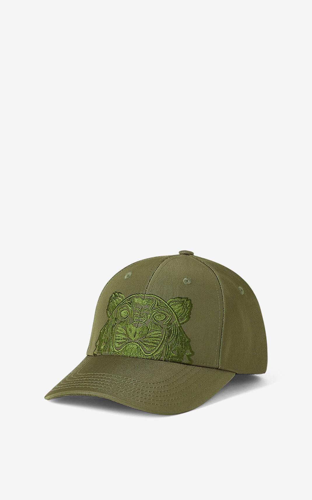 Kenzo Canvas Kampus Tiger Cap Olive For Womens 0869PHXTZ